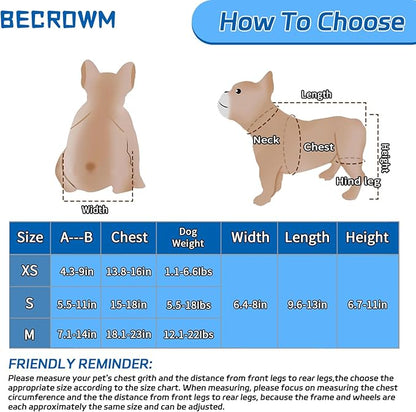 Dog Wheelchair for Back Legs Adjustable Dog Wheelchairs with 2 Wheels Pet Doggy Wheelchairs with Disabled Hind Legs Walking-Dog Leg Brace and Hip Support, Light Weight