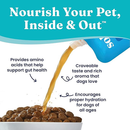 Solid Gold Chicken Bone Broth for Dogs - Grain Free Dog Food Topper Rich in Collagen and Superfoods - Nutrient Dense Dog Gravy Topper for Dry Food - Promotes Gut Health and Hydration - 12 Pack