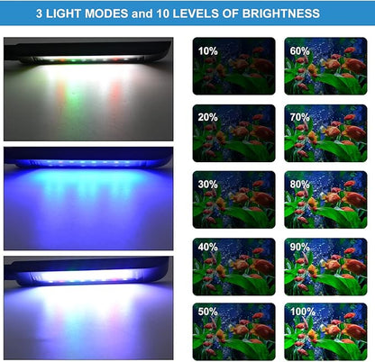 VARMHUS Fish Tank Clip on Light,Aquarium lED Light,Fish Tank RGB Clamp Plant Light with Timer Dimmer (4.8W)