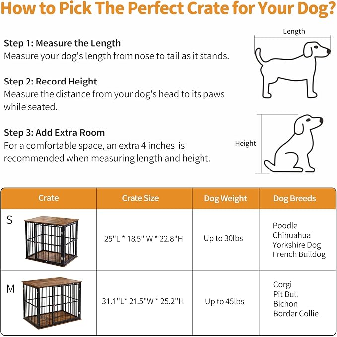 Made4Pets Dog Crate Furniture Dog Kennel Indoor Decorative Wood Dog Cage, 31_ x 21.6_ x 25.3_, Brown