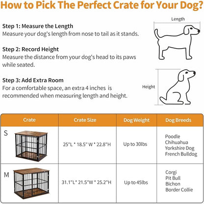 Made4Pets Dog Crate Furniture Dog Kennel Indoor Decorative Wood Dog Cage, 31_ x 21.6_ x 25.3_, Brown