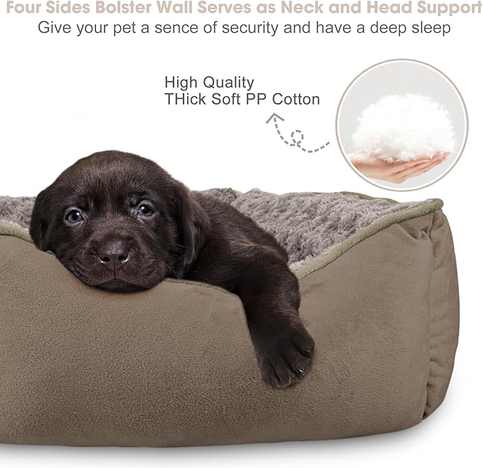 JOEJOY Rectangle Dog Bed for Large Medium Small Dogs - Washable Orthopedic Sofa Bed, Soft Breathable Puppy & Pet Cuddler, Durable Calming Dog Bed with Anti-Slip Bottom, Multiple Sizes, Dark Brown