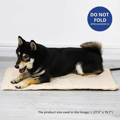 NICREW Dog Heating Pad, Temperature Adjustable Heated Dog Bed with Auto Shut Off Timer, Indoor Pet Heated Bed Mat for Cats and Dogs, 27.5 x 15.7 Inches, 75W (max)