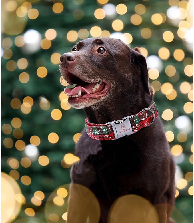 Lionheart glory Christmas Plaid Dog Collar, Dogs Collar Adjustable Soft and Comfortable Dog Collars for Large Dogs Girl or Boy Pet Gift Fall Collar Dog Collar