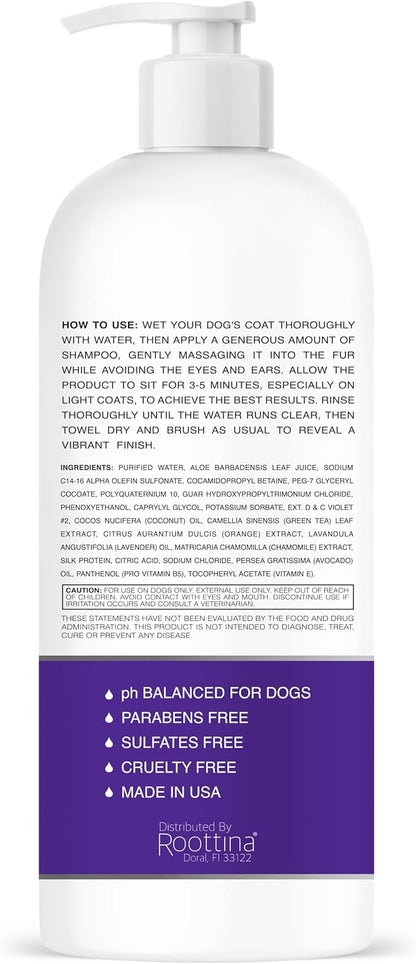 Pawganica 2-in-1 Purple Shampoo for Dogs, Supports Coat Whitening & Softness, pH-Balanced, Fur Whitening Dog Shampoo and Conditioner, Shampoo for Smelly Dogs 16 fl oz