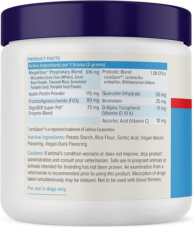 Vetnique Glandex Dog Fiber Supplement Powder for Anal Glands with Pumpkin, Digestive Enzymes & Probiotics - (Regular or Advanced Strength) - Boot The Scoot (4.25 oz, Advanced Strength Duck & Bacon)