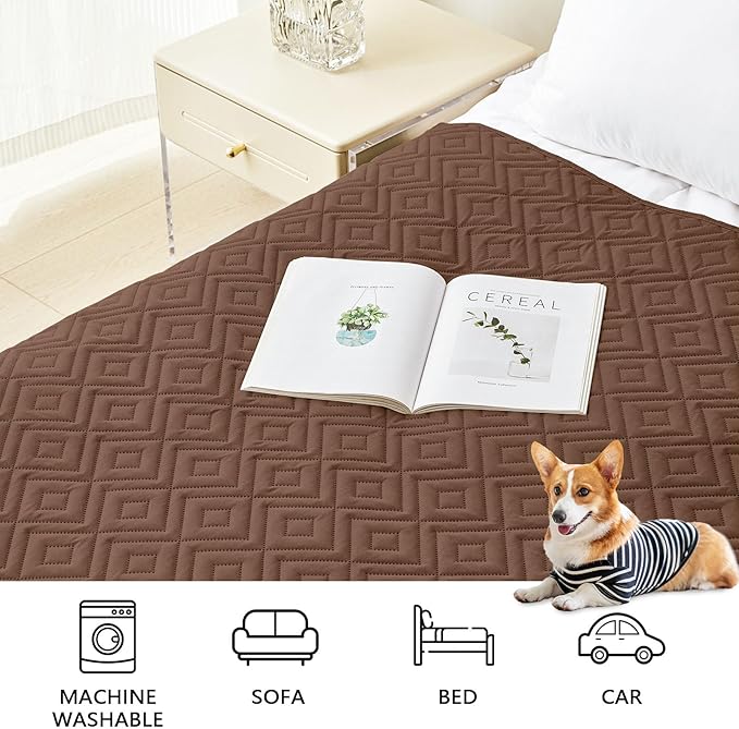 hyha Waterproof Dog Blanket, Soft Pet Bed Blankets, Waterproof Sofa Couch Cover for Dogs Washable, Reversible Pet Couch Covers for Sofa Furniture (52x82 Inch, Brown/Chocolate)