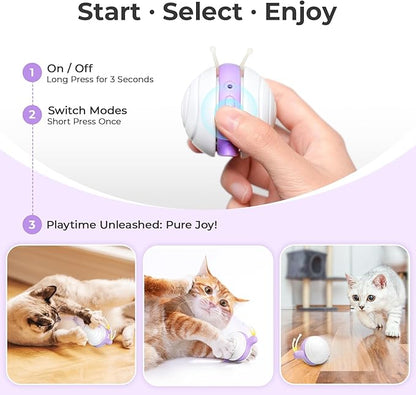 Cheerble Interactive Cat Toy for Indoor Cats, Wicked Snail, [2024 Upgraded] Kitten Toys, Automatic Cat Toys with LED Lights, DC Rechargeable Moving Toy, Smart Sensing Electric Catnip Toy (White)