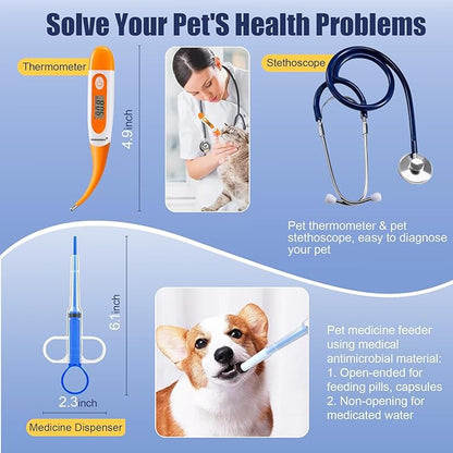 65 Pcs Deluxe Whelping Kit, Delivery of Kitten and Puppy Whelping Kit with Feeding Nipple Stethoscope Aspirator Puppy ID Bands etc Complete Full Kit