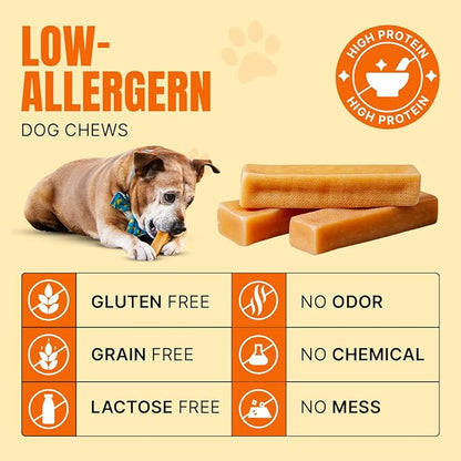Tibetan Dog Chew Yak Cheese Sticks (2 Large Chews) - Handmade Treats for Large Dogs, Long-Lasting, Easy to Digest, Grain-Free, Gluten-Free, Supports Dental Health, for Aggressive Chewers