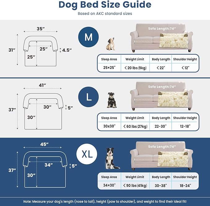 Calming Extra Large Dog Couch Bed, 45 x 37 inch Waterproof Removable Pet Mat Couch Cover for Furniture Protector, Non-Slip Fluffy Pelsbarn Dog Bed for Couch, Sofa, Car - Tie-Dye Khaki