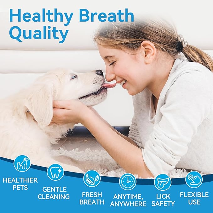 Netrue Dog Teeth Cleaning Wipes, Dog Dental Cleaning Finger Wipes for Dogs Teeth，Dog Tooth Wipes- Reduces Plaque & Freshens Breath (60 Count)