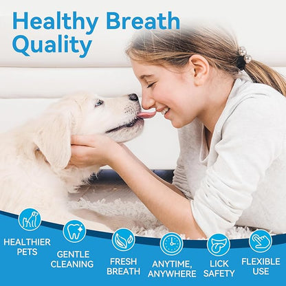 Netrue Dog Teeth Cleaning Wipes, Dog Dental Cleaning Finger Wipes for Dogs Teeth，Dog Tooth Wipes- Reduces Plaque & Freshens Breath (60 Count)