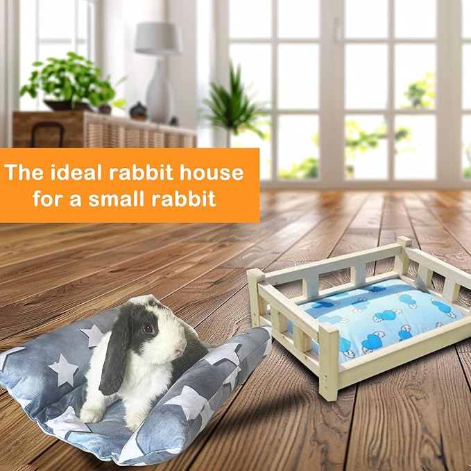 16.5 X 18in Removable and Washable Soft Rabbit Bed, Thickened and Softer Bunny Bed, Double-Sided Plush Rabbit Beds,Rabbits Concave Bed,Small Beds for Animals Indoor,Gray