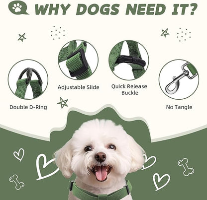 Dog Harness and Leash Set for Large Dogs Rayon Derived from Bamboo 90%, Polyester 10%, No Pull Dog Harness, Step-in Adjustable Dog Leash for Large Dogs-Green