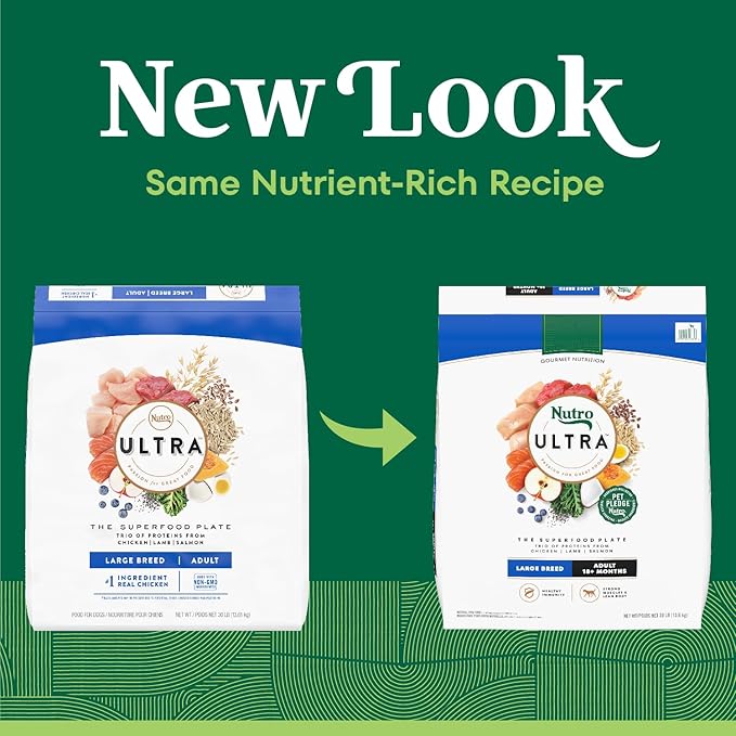 Nutro Ultra Adult Large Breed Dry Dog Food, Chicken, Lamb and Salmon Protein Trio, 30 lb. Bag