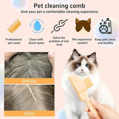 1Pcs Pet comb and Wall Corner Massage comb,for Dogs & Cats with Long & Short Stainless Steel Metal Teeth for Shedding and Tangles, Self-Cleaning Pet COmb for Dogs and Cats,Comfort safety,Anti static