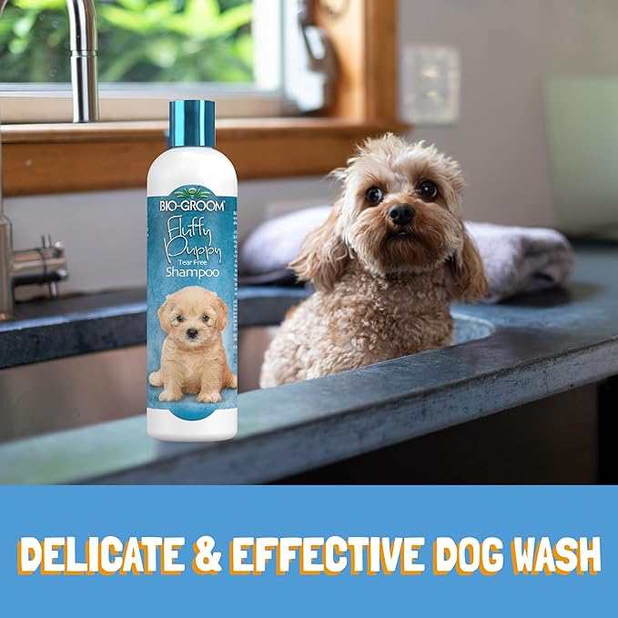 Bio-Groom Fluffy Puppy Tear-Free Shampoo  Dog Bathing Supplies, Puppy Shampoo, Cat & Dog Grooming Supplies for Sensitive Skin, Cruelty-Free, Made in USA, Tearless Dog Products  12 fl oz 1-Pack