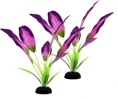 Silk Aquarium Plants for Betta Fish Tank, 2 Pcs 8 Inch Small Silk Aquarium Plant Aquatic Water Grass Decoration, Purple