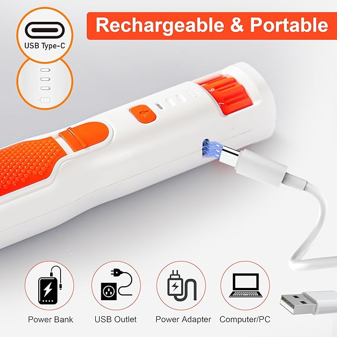 7-Speed 360° LED Strong Light Dog Nail Grinder Quiet Cat Nail Grinder Dog Nail Trimmers for Large Medium Small Dogs Cats Pets Claw Trimmer Quick Dog Nail Clipper