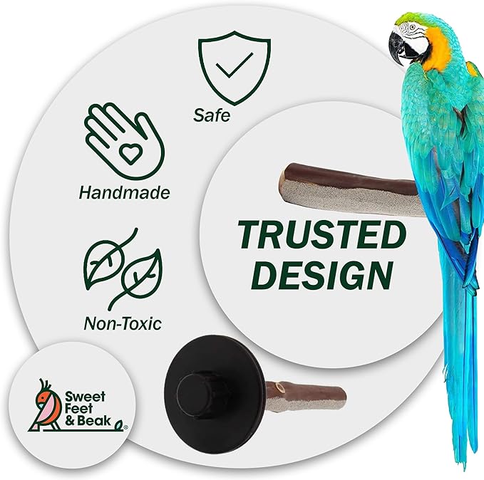 Sweet Feet and Beak Superoost Manzanita Pumice Pedicure Perch- Easy to Install Bird Cage Accessories for Healthy Feet, Nails and Beak - Natural Bird Perches Imitates Birds' Life in The Wild - M 10"