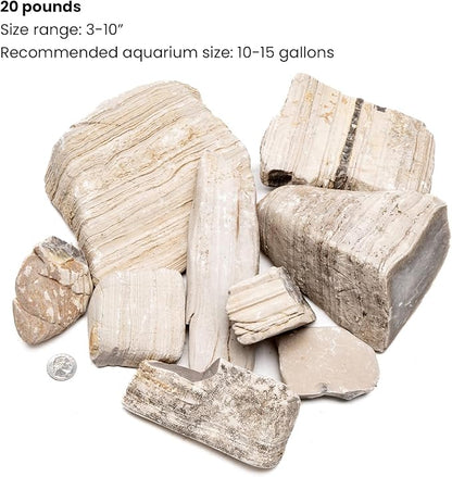 SubstrateSource Natural Stone for Aquarium, Terrarium, Paludarium, Reptile Enclosures - Set of Decorative Rocks for Landcapes, Aquascaping, Fish Tank Decor (Gobi Desert Stone, 20 Pounds, 2-8)