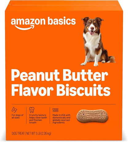 Amazon Basics Peanut Butter Flavor Biscuits Dog Treats 5 lb. Box