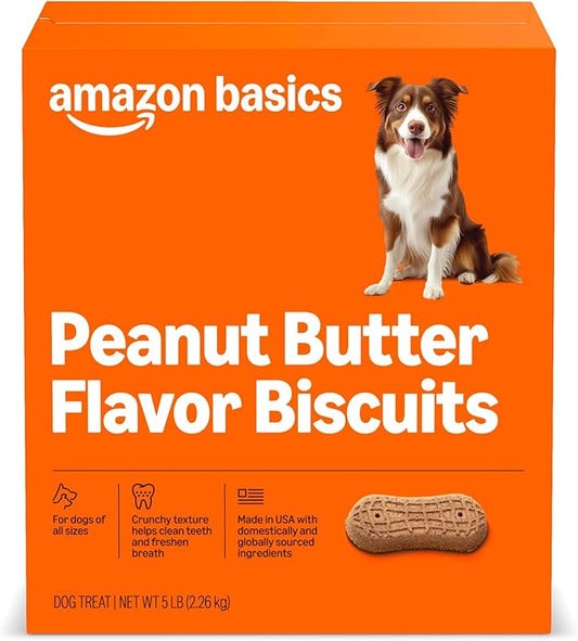 Amazon Basics Peanut Butter Flavor Biscuits Dog Treats 5 lb. Box