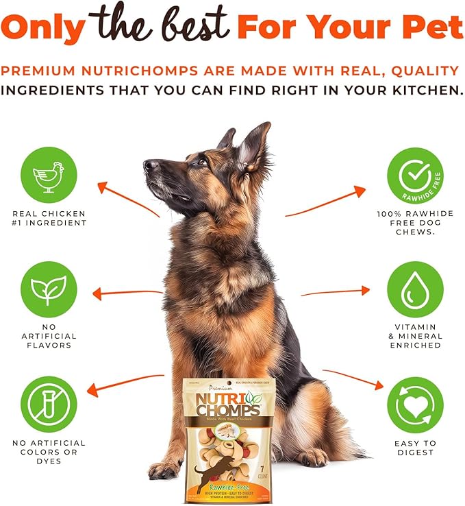 NutriChomps Dog Chews, 4-inch Knots, Easy to Digest, Rawhide-Free Dog Treats, 7 Count, Real Chicken