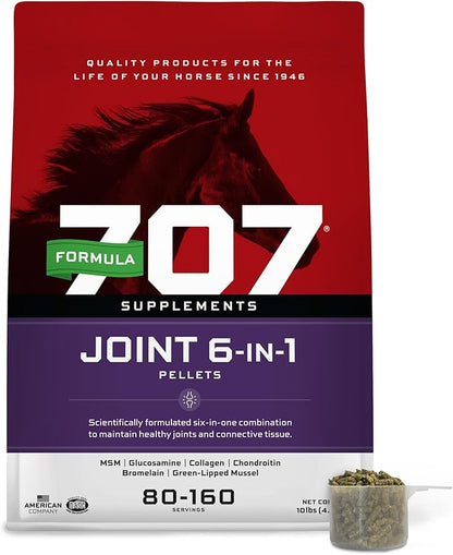 Formula 707 Joint 6in1 Equine Supplement 10 lb Bag  Support for Joint Integrity and Inflammatory Response in Horses  Green-Lipped Mussel, MSM, Glucosamine, Chondroitin & Collagen