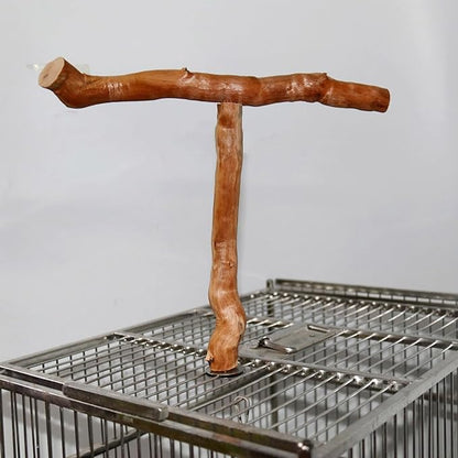 Wood Bird Perch, T Shaped Birdcage Stand Wooden Parrot Perch Stand Perch for Bird Cage Grinding Bird Perch Branches, T Perch Bird Accessory, Easy to Install