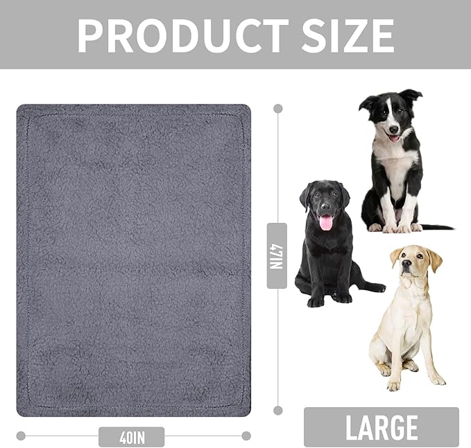 furrybaby Dog Blanket Soft Dog Blankets for Large Dogs Puppy Essentials Washable Fluffy Sherpa Fleece Cat Blanket 40x47 Inches for Bed Furniture Couch Sofa (Double-Layer Large, Grey)