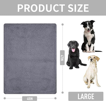 furrybaby Dog Blanket Soft Dog Blankets for Large Dogs Puppy Essentials Washable Fluffy Sherpa Fleece Cat Blanket 40x47 Inches for Bed Furniture Couch Sofa (Double-Layer Large, Grey)