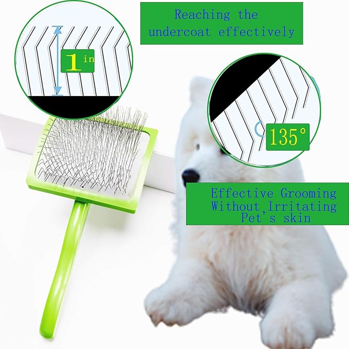 Slicker Dog Brush For Goldendoodles, Poodles, & Any Doodle Mix - Golden Doodle & Poodle Brush - For Medium to Long Hair Breeds - Detangle, Brush, Fluff Like a Pro (Large)