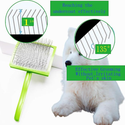 Slicker Dog Brush For Goldendoodles, Poodles, & Any Doodle Mix - Golden Doodle & Poodle Brush - For Medium to Long Hair Breeds - Detangle, Brush, Fluff Like a Pro (Large)