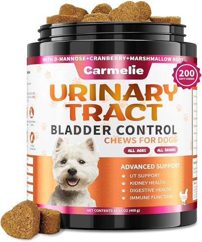 Dog Urinary Tract Supplement, Cranberry Supplement for Dog Urinary Tract, Bladder Support, Kidney Support, 200 Chews Natural Cranberry Support for Dogs