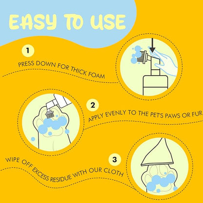 Dog Paw Cleaner 6.8Oz, Waterless Foaming Shampoo Paw Cleanser for Dogs, Cats, Foot Cleaner Brush, with 3 Silicone Brush & 1 Microfiber Absorbent Towel, Gentle, Fragrance-Free