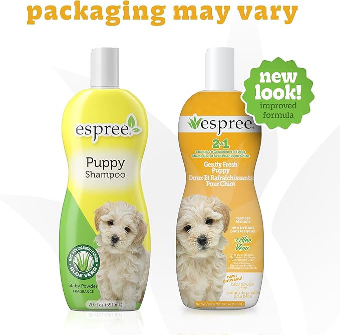 Espree Gentle Fresh Puppy Shampoo & Conditioner, Tearless Formula with Aloe Vera, Sulfate-Free, Paraben-Free, Harsh Chemical and Dye-Free, Safe for Dogs with Sensitive Skin, 20oz