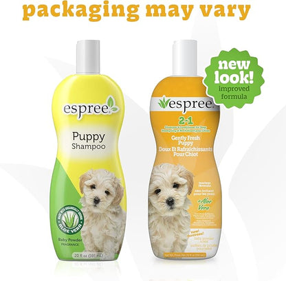 Espree Gentle Fresh Puppy Shampoo & Conditioner, Tearless Formula with Aloe Vera, Sulfate-Free, Paraben-Free, Harsh Chemical and Dye-Free, Safe for Dogs with Sensitive Skin, 20oz