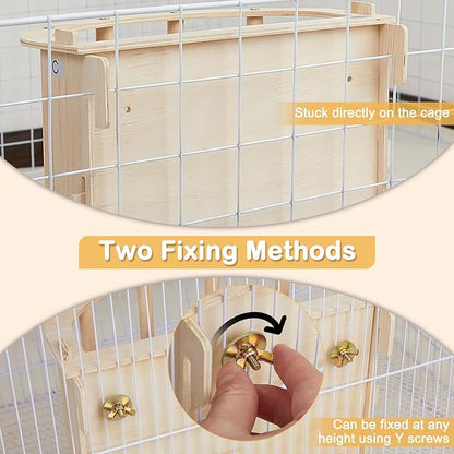 2PCS Guinea Pig Hay Feeder - Wooden Rabbit & Bunny Hay Holder Hanging Rack with Instructions - Suitable for Chinchilla, Ferret & Rabbit Cages