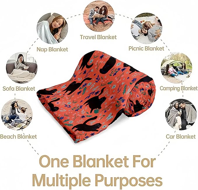 Cat Blanket, Cats Gifts for Girls Women, Cat Gift for Cats Lovers, Birthday Gifts Decor Throw Blanket 50"x60"