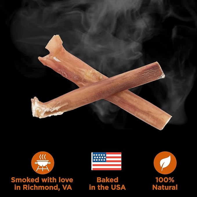 Premium Hickory Smoked 100% Natural 4 Inch Bully Sticks for Dogs - Odor Free with Smoky Aroma - No Additives, Free-Range Grass-Fed Beef, Grain-Free Rawhide-Free - Mini Bully Sticks, 10 Pack