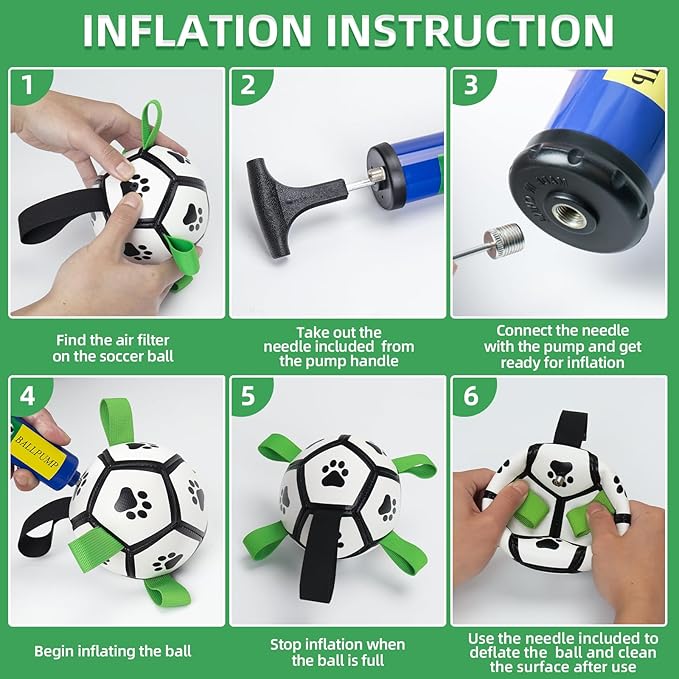 QDAN Dog Toys Soccer Ball with Straps, Interactive Dog Toys for Tug of War, Puppy Birthday Gifts, Dog Tug Toy, Dog Water Toy, Durable Dog Balls World Cup for Small Dogs（5 Inch）