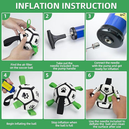 QDAN Dog Toys Soccer Ball with Straps, Interactive Dog Toys for Tug of War, Puppy Birthday Gifts, Dog Tug Toy, Dog Water Toy, Durable Dog Balls World Cup for Small Dogs（5 Inch）