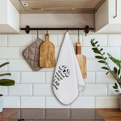 All Food Must Go to The Lab for Testing Kitchen Towels 24x16, Funny Labrador Retriever Gifts, Dish Hand Towel for Farmhouse Kitchen Decor