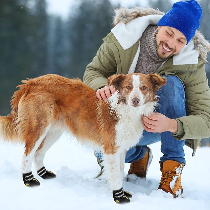 DcOaGt Dog Shoes for Large Dogs XXL, Waterproof Dog Boots with Anti-Slip Sole Breathable Reflective Paw Protectors Booties for Hot Pavement Summer Winter Snow Hiking Walking 4PCS(Size 9)