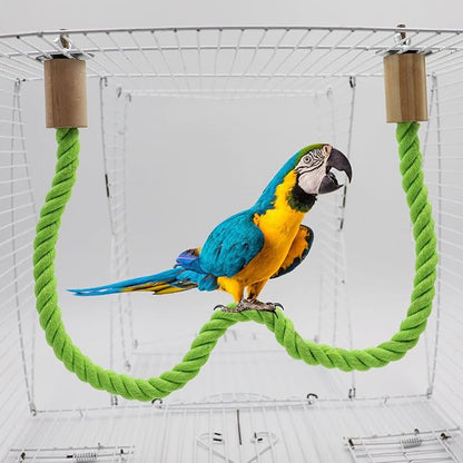 2 Pack Bird Rope Swing Chewing Toy, Hemp Perch Swing, Cage Standing Climbing Pole Accessories for Parrots Budgie Parakeet Cockatiel Cockatoo (39.37 Inches/100 cm)