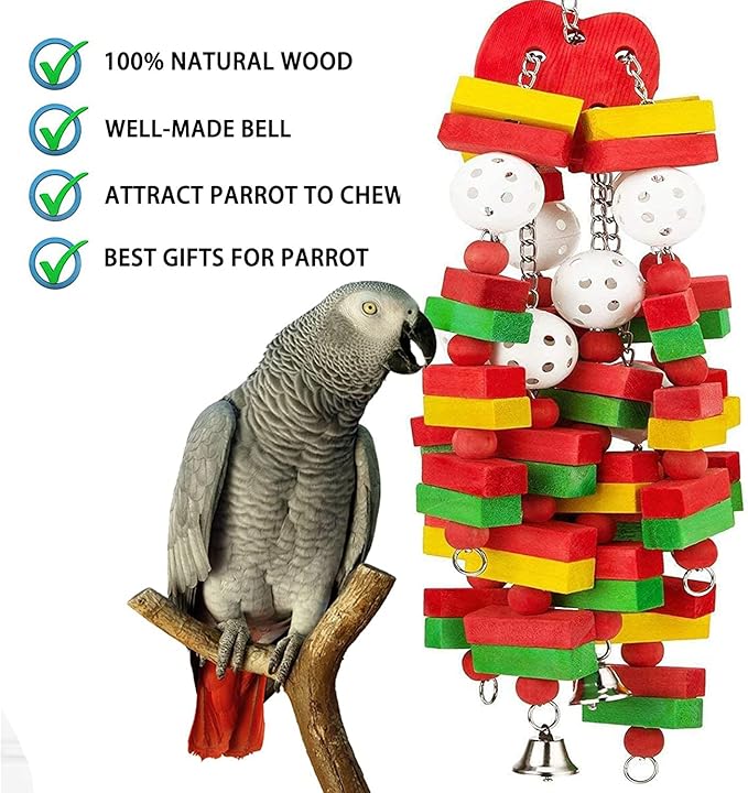 Nature Wood Bird Chewing Toys for Small and Medium Birds - Best for African Grey, Parakeets, Amazon Parrots, Finch, Budgie, Cockatiels, Conures and Love Birds