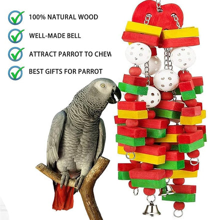Nature Wood Bird Chewing Toys for Small and Medium Birds - Best for African Grey, Parakeets, Amazon Parrots, Finch, Budgie, Cockatiels, Conures and Love Birds