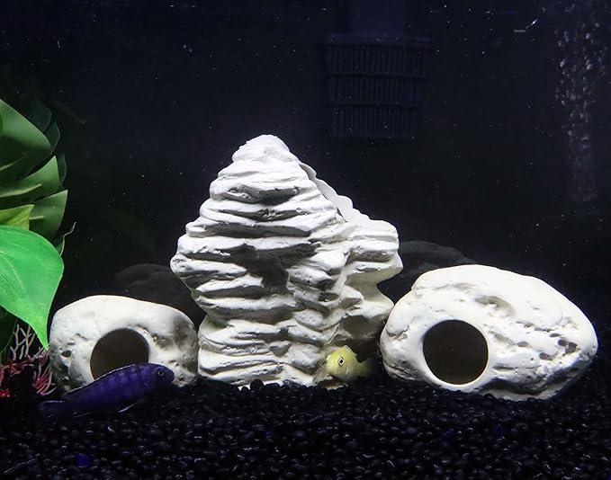 ALEGI Aquarium Decoration Rock Caves, Betta Fish Tank Accessories Hideout, Cichlid Stackable Cave Hiding (Small & Medium & Large)